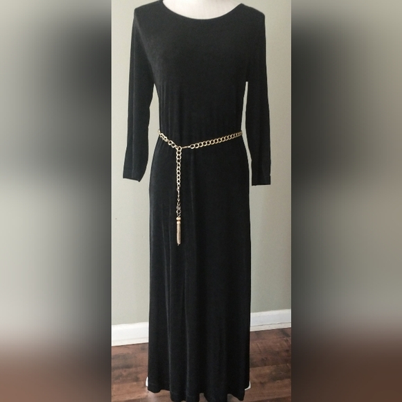 Great Long Black Dress! Vintage Softwear by Mark Singer - L - Picture 7 of 7